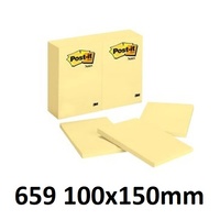 Post it Note 101x152mm 659 Yellow pack 12 Pastel 3m Stick on 