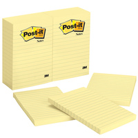 Post it Note 101x152mm x12 LINED 660 Original Canary Yellow Lined