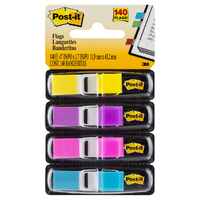 Flags Post it 683-4AB 4 Colours 12x45mm x140 3M Yellow, Purple, Pink, Blue