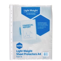 Sheet Protector A4  35 Micron box 100 Marbig 25130 there is 10 packs of 10 refills in this box