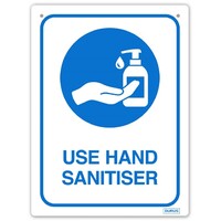 Signage Use Hand Sanitiser Sign Rectangular Blue & White 225x300mm