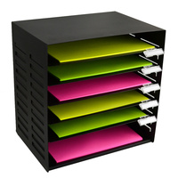 Desk tray Stationery Rack A4 Metal 6 Tier I403 Black Italplast 365w x 255d x 370 high I 403BLK  30852