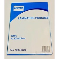 Laminating Pouch A3  80 Micron pack 100 Premier Gloss 83857