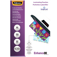 Laminating Pouch  A4  80 Micron pack 100 Gloss Fellowes 5306114