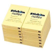 Stick on Note 50x76mm pack 12 Yellow Bantex 100852306 100 sheet pads
