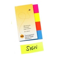 Pagemarkers Transparent With Tip 20 x 50mm 160 Sheets Paper Note Marbig 