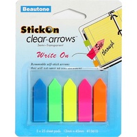 Stick On Clear Arrows Beautone 12x45mm 5 x 25 Sheets 15610