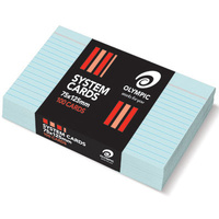 5x3 Cards Ruled Olympic Blue 75x125mm Pack 100 141451 