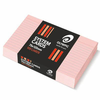 5x3 Cards Ruled Olympic Pink 75x125mm Pack 100 141453 28912