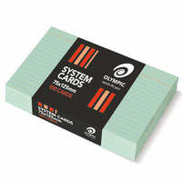 5x3 Cards Ruled Olympic Green 75x125mm Pack 100 28905