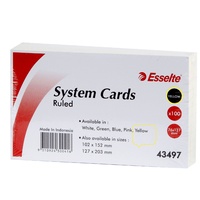5x3 Card Ruled Esselte Yellow 75x125mm Pack 100 43497