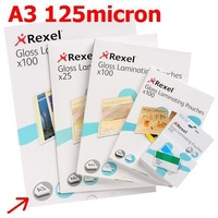 Laminating Pouch A3 125 Micron pack 100 Rexel 41618 Gloss 