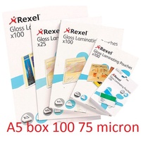 Laminating Pouch A5  75 Micron pack 100 Gloss 41653 Rexel