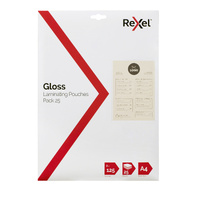 Laminating Pouch  A4 125 micron pack 25 Gloss Rexel 41624 19003236