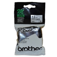 M931 12x8M Black on Silver Non Laminated Metallic Brother P Touch Tape 