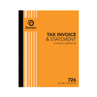 Invoice Statement Book 10x8 Olympic 726 Duplicate Carbonless 250x200mm - sold each #142804 100697419