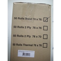 Printer and Calculator Roll Lint Free Bond 76 x 76 x 11.5 Box of 50