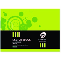 Sketch Blocks A4 Olympic 70 25 Leaf pads with cover plain paper cartridge 140894 09037 tudor