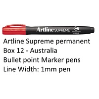 Marker Artline Supreme Permanent 1mm Box 12 Red