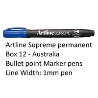 Marker Artline Supreme Permanent 1mm Box 12 Blue 