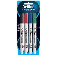 Whiteboard Marker Artline Supreme Bullet tip Assorted pack 4 105174