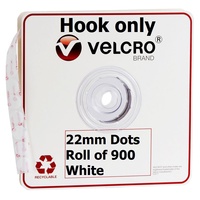 Velcro Dots Hook Only 22mm White Roll x900 45308