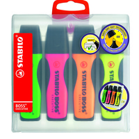 Highlighter Stabilo Boss Executive Wallet 4 Assorted 