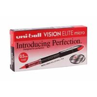 Pens Uniball UB205 Vision Elite Micro 0.5mm Liquid Ink Rollerball Red box 12 UB205R