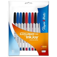 Pen Inkjoy 100 1.0mm Assorted Pack 10 Ballpoint Papermate