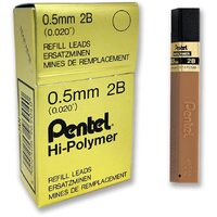 Leads Pentel 0.5mm 2B Hi Polymer Box of 12 Tubes
