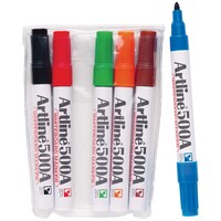 Marker Whiteboard Artline  500A Assorted wallet of 6 #150046 Bullet Tipped