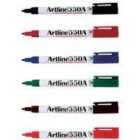 Marker Whiteboard Artline  550A Bullet Tip Assorted Box 12 1.2mm Fine point