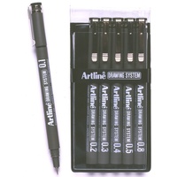 Pen Artline  230 Drawing System Pens 0.1-8mm Wallet 6 Black 123046