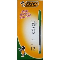 Pen Bic Cristal x12 Medium Green 0231 Box 12