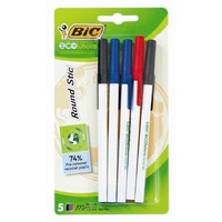 Pen Bic Ecolutions Round Stic 2x Black, 2x Blue 1x Red - pack 5 #880539