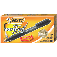 Pen Bic Soft Feel Retractable BallPoint Medium Black - box 12 #953928 91435