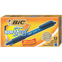 Pen Bic Soft Feel Retractable BallPoint Medium Blue Bic 91433 - box 12 