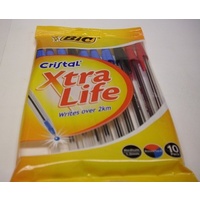 Pen Bic Cristal Xtra Life Medium 0382 Assorted Pack 10