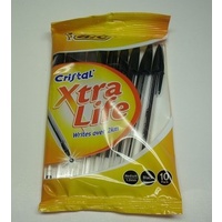 Pen Bic Cristal Xtra Life Medium 0383 Black Pack 10