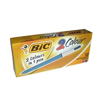 Pen Bic 2 Colour Box 12 BP RT Blue and Red Medium #954399 803010 