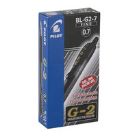 Pen Pilot G2 0.7 Fine Black Gel Ink Box 12 BLG2-7 RB Roller Ball RT Retractable 622509