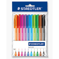 Pen Staedtler 432 Triangular Medium Asst Box 10 Ballpen BP 43235MS1PB