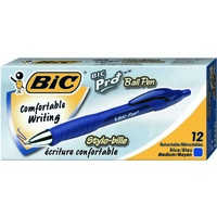 Pen Bic Pro Plus Retractable 1mm Rubber Grip 16613 Blue Box 12 RT BP Ballpoint 952098