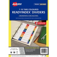 Dividers A4 1-10 Tab Printable L7411-10PP Laser Inkjet ReadyIndex 920147 Avery A4 Polyprop
