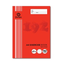 Exercise Books A4 8mm Ruled 192 Page Pack 10 E819 red margin Olympic 140755 00419 