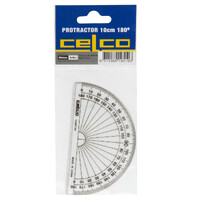 Protractor 100mm 180 degree Clear x 1 #0195106 Half circle Celco hangsell