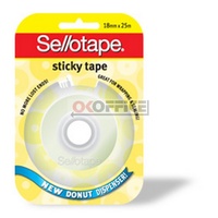 Tape Sticky Sellotape Donut 18mm x 25M On Dispenser 960135 - pack 8 
