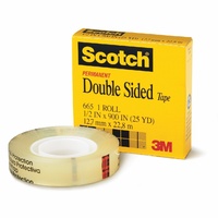 Tape Double Sided 3m 12x23m Scotch 665 roll permanent adhesive on both sides