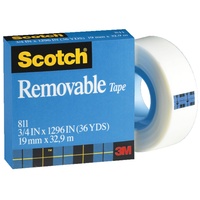 Tape Invisible 3m Magic 811 Removable 18x33m 12 pack boxed