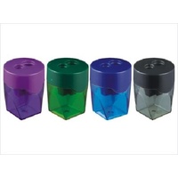 Pencil Sharpener Double Hole Barrel Box 12 assorted colours Deli 39768